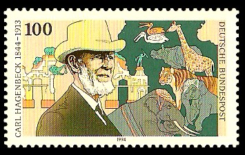 100 Pf Briefmarke: 150. Geburtstag Carl Hagenbeck 100 Pf Briefmarke: 150. Geburtstag Carl Hagenbeck
