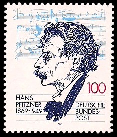 100 Pf Briefmarke: 125. Geburtstag Hans Pfitzner