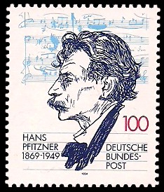 100 Pf Briefmarke: 125. Geburtstag Hans Pfitzner 100 Pf Briefmarke: 125. Geburtstag Hans Pfitzner