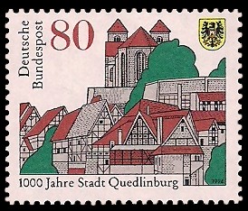 80 Pf Briefmarke: 1000 Jahre Stadt Quedlinburg