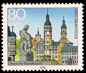 80 Pf Briefmarke: 1000 Jahre Gera 80 Pf Briefmarke: 1000 Jahre Gera
