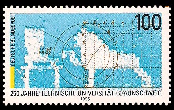 100 Pf Briefmarke: 250 Jahre Technische Universität Braunschweig 100 Pf Briefmarke: 250 Jahre Technische Universität Braunschweig