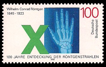100 Pf Briefmarke: 100. Jahre Entdeckung der Röntgenstrahlen 100 Pf Briefmarke: 100. Jahre Entdeckung der Röntgenstrahlen