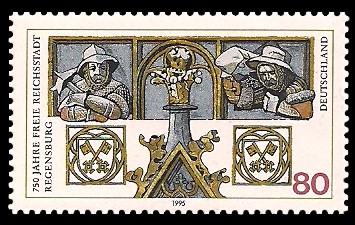 80 Pf Briefmarke: 750 Jahre Freie Reichsstadt Regensburg 80 Pf Briefmarke: 750 Jahre Freie Reichsstadt Regensburg