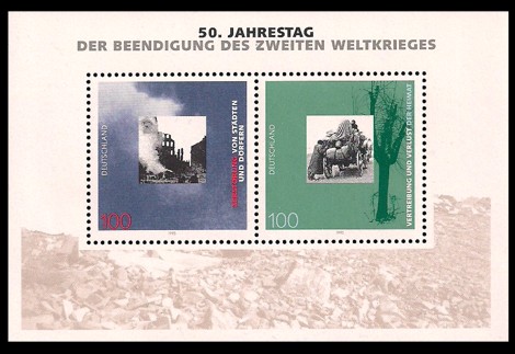  Briefmarke: Blockausgabe: 50. Jahrestag der Beendigung des Zweiten Weltkrieges