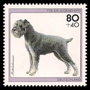 80 + 40 Pf Briefmarke: Für die Jugend 1995, Hunde