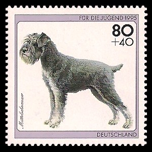 80 + 40 Pf Briefmarke: Für die Jugend 1995, Hunde 80 + 40 Pf Briefmarke: Für die Jugend 1995, Hunde