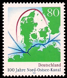 80 Pf Briefmarke: 100 Jahre Nord-Ostsee-Kanal