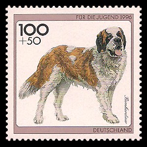 100 + 50 Pf Briefmarke: Für die Jugend 1996, Hunde