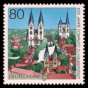 80 Pf Briefmarke: 1000 Jahre Domplatz zu Halberstadt 80 Pf Briefmarke: 1000 Jahre Domplatz zu Halberstadt