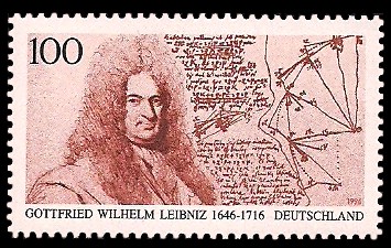 100 Pf Briefmarke: 350. Geburtstag Gottfried Wilhelm Leibniz 100 Pf Briefmarke: 350. Geburtstag Gottfried Wilhelm Leibniz