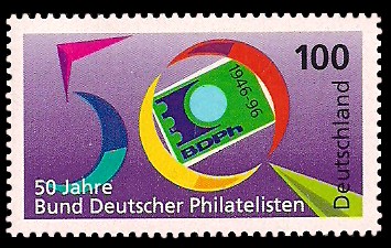 100 Pf Briefmarke: 50 Jahre Bund Deutscher Philatelisten
