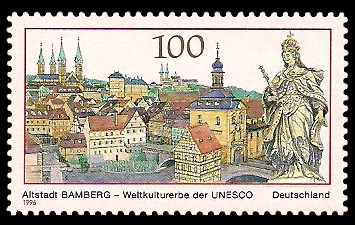 100 Pf Briefmarke: Weltkulturerbe - Altstadt Bamberg 100 Pf Briefmarke: Weltkulturerbe - Altstadt Bamberg