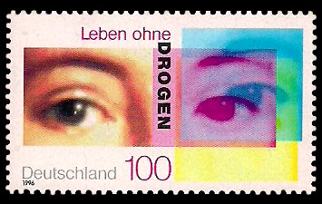 100 Pf Briefmarke: Leben ohne Drogen
