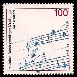 100 Pf Briefmarke: 75 Jahre Donaueschinger Musiktage