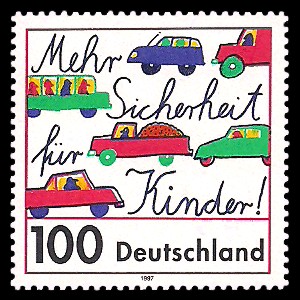 100 Pf Briefmarke: Mehr Sicherheit für Kinder im Straßenverkehr