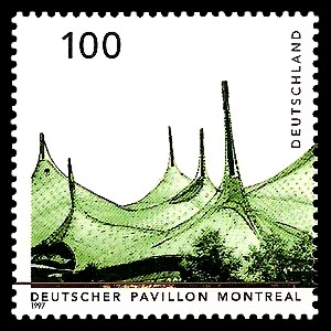 100 Pf Briefmarke: Deutsche Architektur nach 1945
