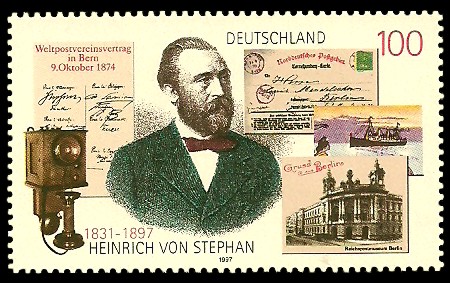 100 Pf Briefmarke: 100. Todestag Heinrich von Stephan 100 Pf Briefmarke: 100. Todestag Heinrich von Stephan