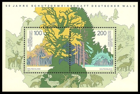  Briefmarke: Blockausgabe: 50 Jahre Schutzgemeinschaft Deutscher Wald
