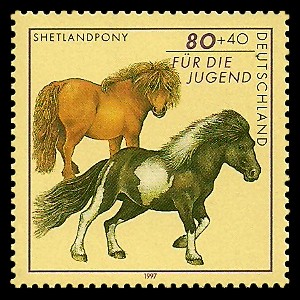 80 + 40 Pf Briefmarke: Für die Jugend 1997, Pferde