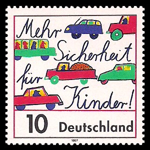 10 Pf Briefmarke: Mehr Sicherheit für Kinder im Straßenverkehr 10 Pf Briefmarke: Mehr Sicherheit für Kinder im Straßenverkehr