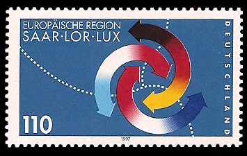 110 Pf Briefmarke: Europäische Region Saar-Lor-Lux 110 Pf Briefmarke: Europäische Region Saar-Lor-Lux