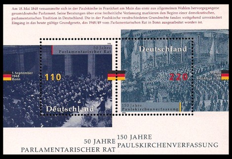  Briefmarke: Block: 50 Jahre Parlamentarischer Rat und 150 Jahre Paulskirchenverfassung