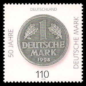 110 Pf Briefmarke: 50 Jahre Deutsche Mark