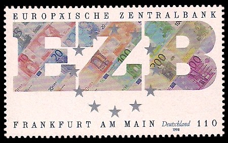 110 Pf Briefmarke: Gründung der EZB