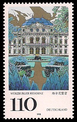 110 Pf Briefmarke: Würzburger Residenz