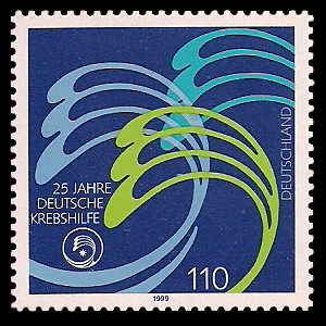 110 Pf Briefmarke: 25 Jahre Deutsche Krebshilfe