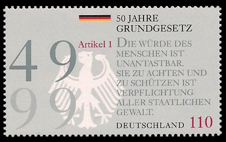 110 Pf Briefmarke: 50 Jahre Grundgesetz