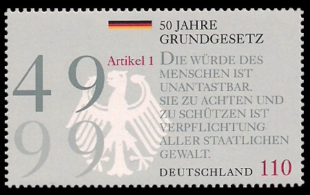 110 Pf Briefmarke: 50 Jahre Grundgesetz 110 Pf Briefmarke: 50 Jahre Grundgesetz