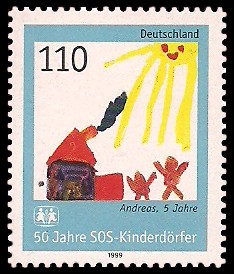 110 Pf Briefmarke: 50 Jahre SOS-Kinderdörfer 110 Pf Briefmarke: 50 Jahre SOS-Kinderdörfer