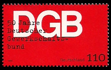 110 Pf Briefmarke: 50 Jahre Deutscher Gewerkschaftsbund 110 Pf Briefmarke: 50 Jahre Deutscher Gewerkschaftsbund