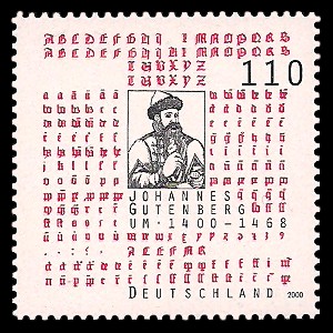 110 Pf Briefmarke: 600. Geburtstag Johannes Gutenberg