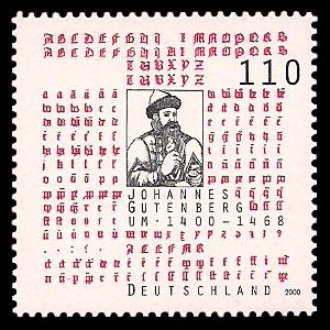 110 Pf Briefmarke: 600. Geburtstag Johannes Gutenberg 110 Pf Briefmarke: 600. Geburtstag Johannes Gutenberg