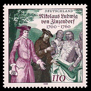 110 Pf Briefmarke: 300. Geburtstag Nikolaus Ludwig von Zinzendorf 110 Pf Briefmarke: 300. Geburtstag Nikolaus Ludwig von Zinzendorf