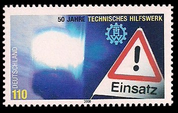 110 Pf Briefmarke: 50 Jahre Technisches Hilfswerk 110 Pf Briefmarke: 50 Jahre Technisches Hilfswerk