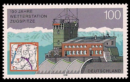 100 Pf Briefmarke: 100 Jahre Wetterstation Zugspitze
