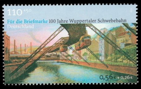 110 + 50 Pf / 0,56 + 0,26 € Briefmarke: 100 Jahre Wuppertaler Schwebebahn