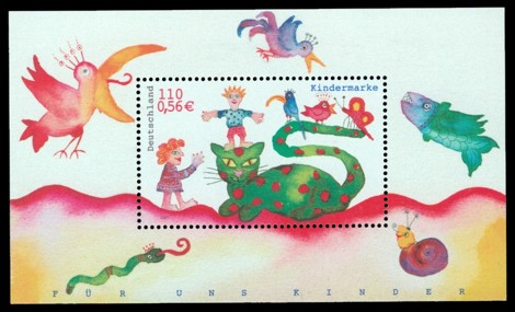 Briefmarke: Blockausgabe: Für uns Kinder, Kindermarke Briefmarke: Blockausgabe: Für uns Kinder, Kindermarke