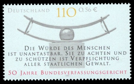 110 Pf / 0,56 € Briefmarke: 50 Jahre Bundesverfassungsgericht