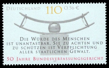 110 Pf / 0,56 € Briefmarke: 50 Jahre Bundesverfassungsgericht 110 Pf / 0,56 € Briefmarke: 50 Jahre Bundesverfassungsgericht