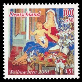 100 + 50 Pf / 0,51 + 0,26 € Briefmarke: Weihnachtsmarke 2001