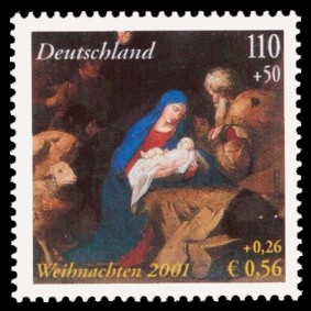 110 + 50 Pf / 0,56 + 0,26 € Briefmarke: Weihnachtsmarke 2001