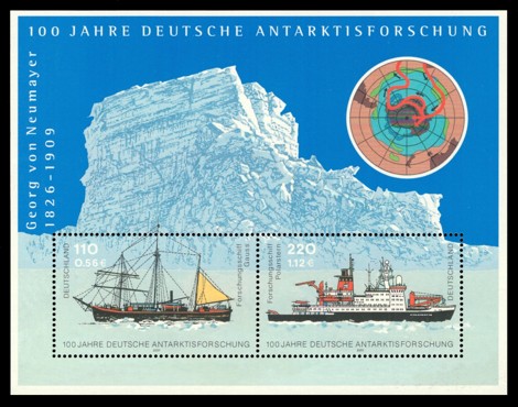 Briefmarke: Blockausgabe: 100 Jahre deutsche Antarktisforschung Briefmarke: Blockausgabe: 100 Jahre deutsche Antarktisforschung
