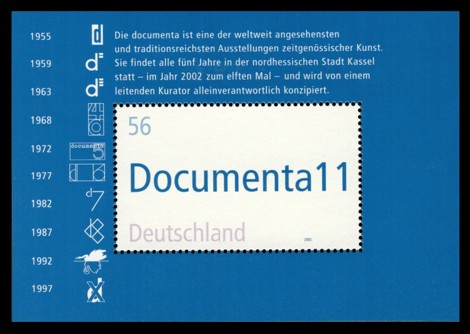 Briefmarke: Blockausgabe: Documenta 11 Briefmarke: Blockausgabe: Documenta 11