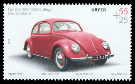 55 + 25 Ct Briefmarke: Wohlfahrtsmarke 2002, Automobile