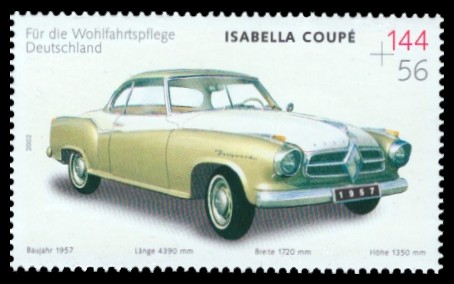 144 + 56 Ct Briefmarke: Wohlfahrtsmarke 2002, Automobile 144 + 56 Ct Briefmarke: Wohlfahrtsmarke 2002, Automobile